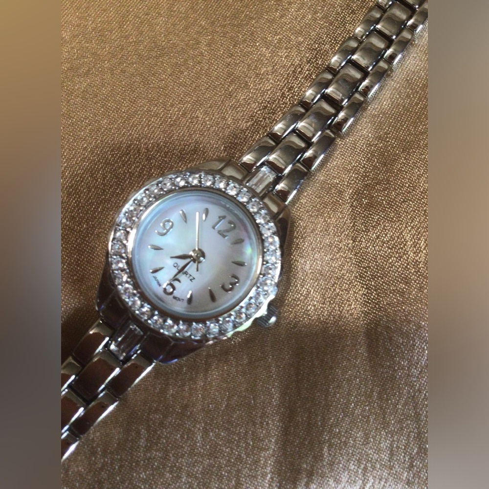Silver Women's Watch with Crystal Accents